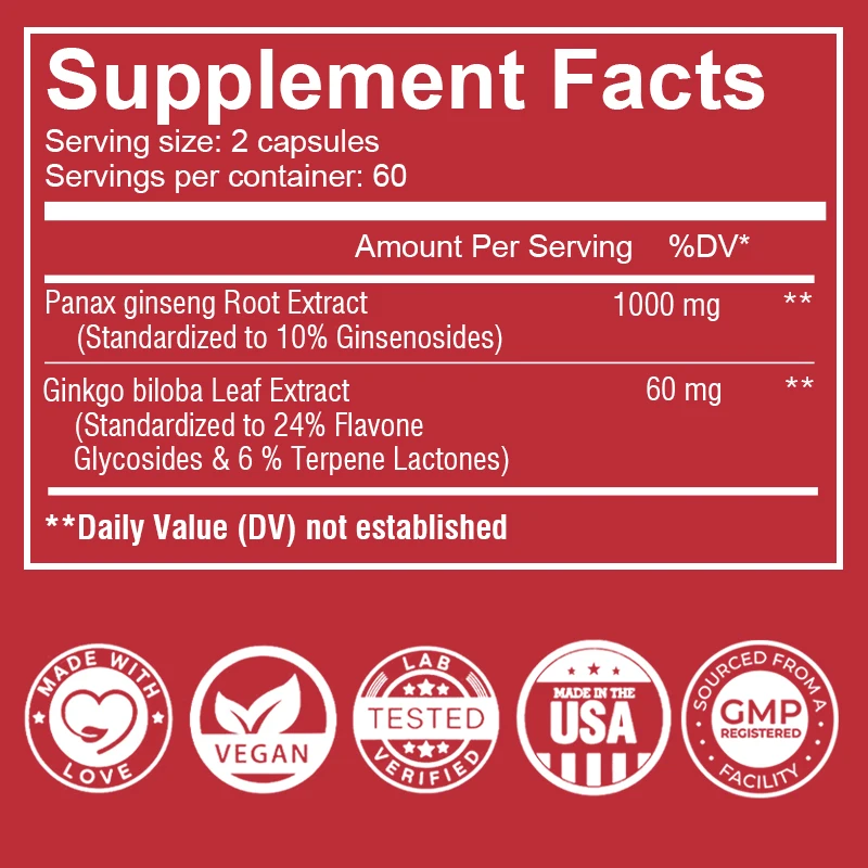 Korean Red Ginseng Capsules -  - Ginkgo Biloba Extract review and price